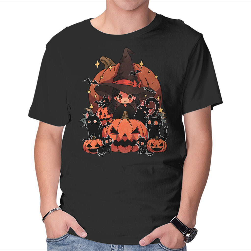 Spellbound Kitties – Cat Graphic T-Shirt in black, product display