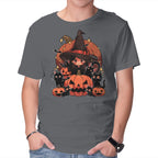 Spellbound Kitties – Cat Graphic T-Shirt in charcoal, product display