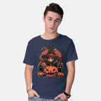 Model wearing navy Spellbound Kitties – Cat Graphic T-Shirt
