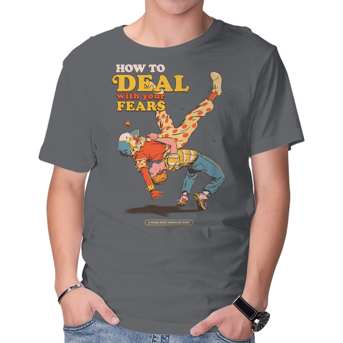 How To Deal With Your Fears – Halloween Graphic T-Shirt in charcoal, product display