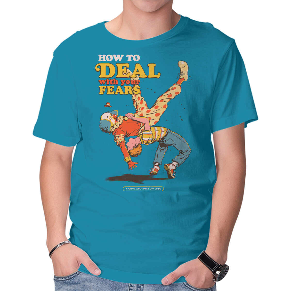 How To Deal With Your Fears – Halloween Graphic T-Shirt in turquoise, product display