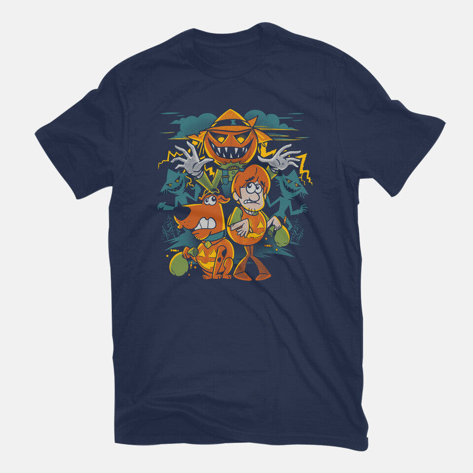 Mystery Tricks Or Treats – Halloween Graphic T-Shirt in navy, flat-lay product view