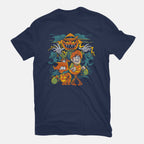 Mystery Tricks Or Treats – Halloween Graphic T-Shirt in navy, flat-lay product view