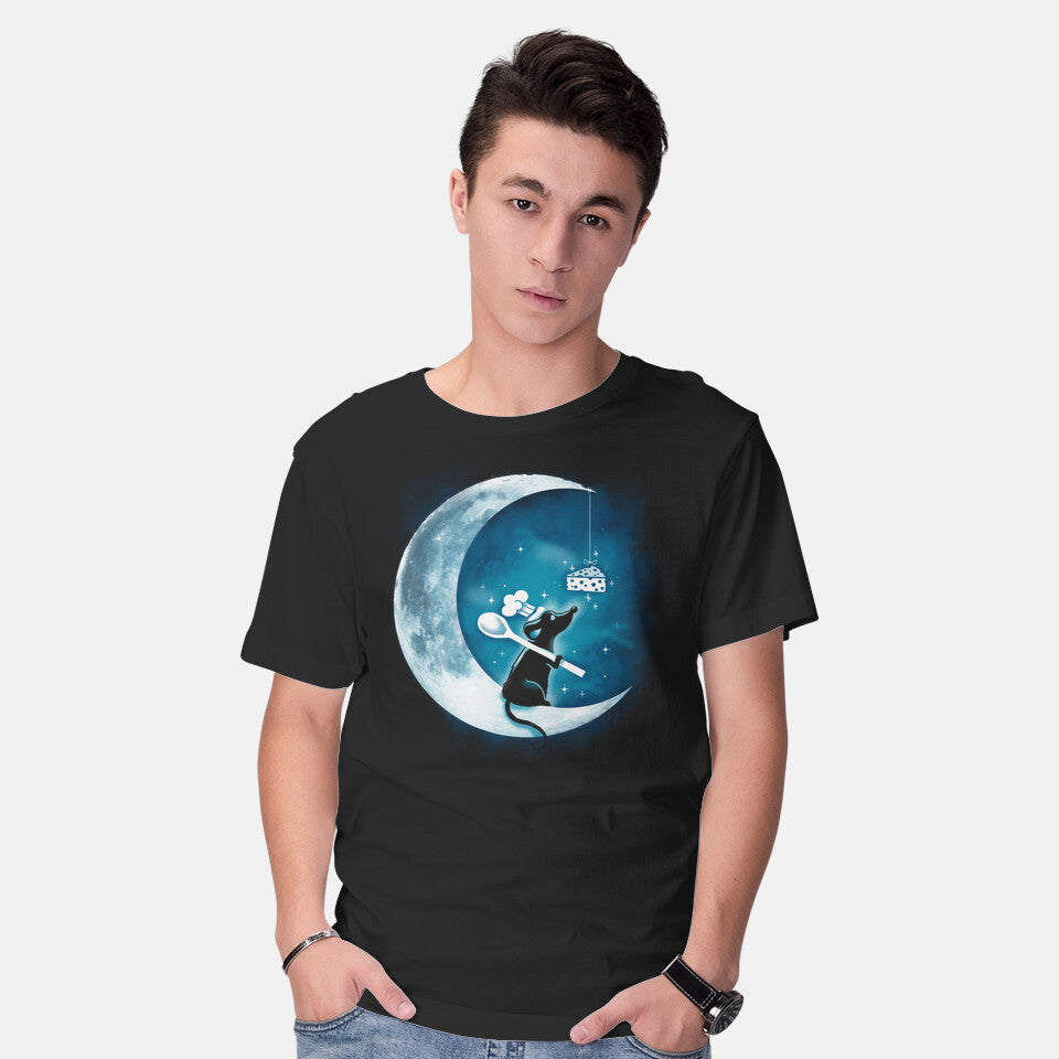 Model wearing black Dream Mouse – Movie Graphic T-Shirt