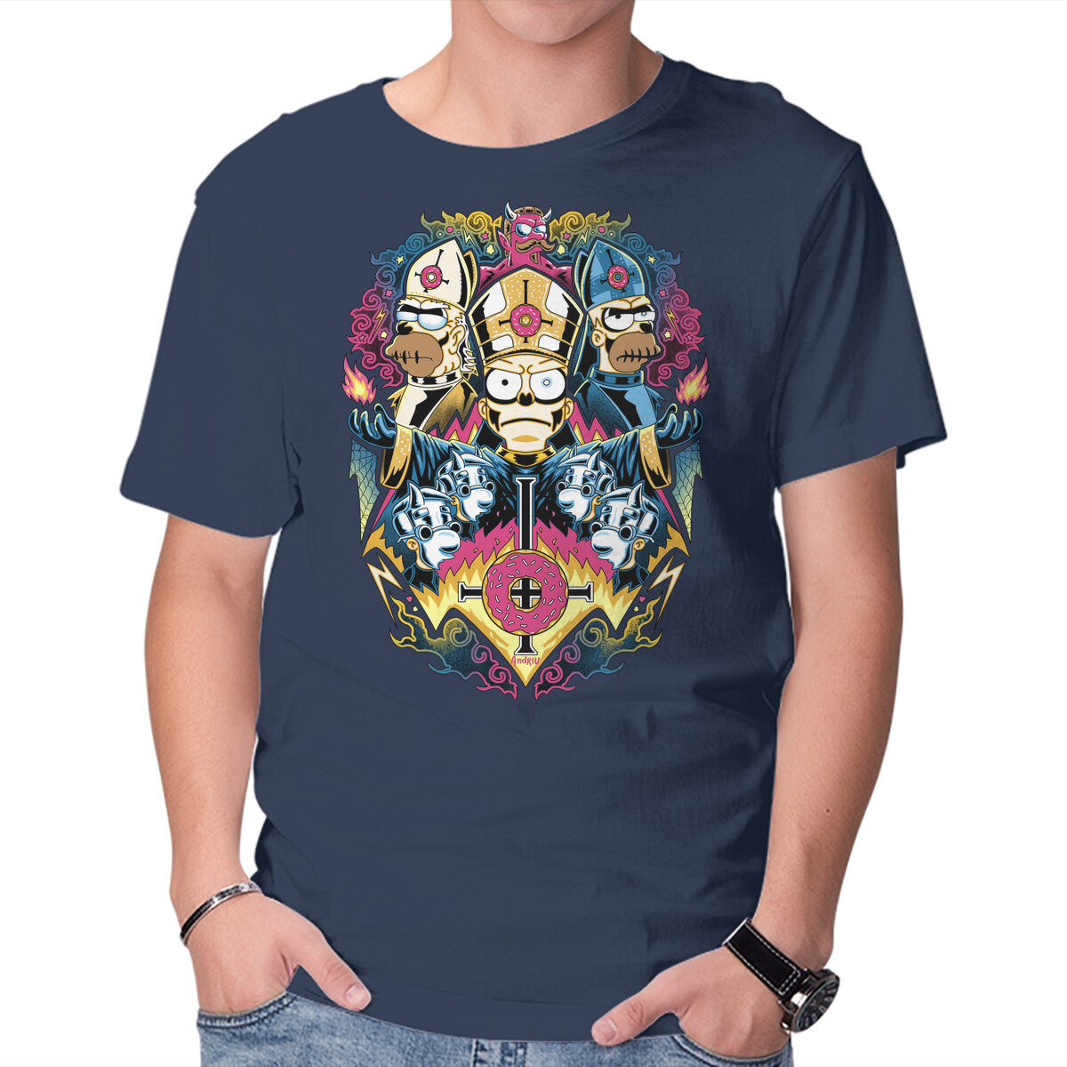 Papa Caramba – Music Graphic T-Shirt in navy, product display
