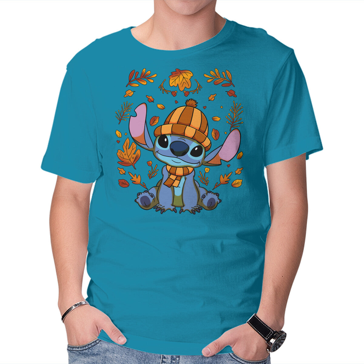 Fall Stitch – Movie Graphic T-Shirt in turquoise, product display