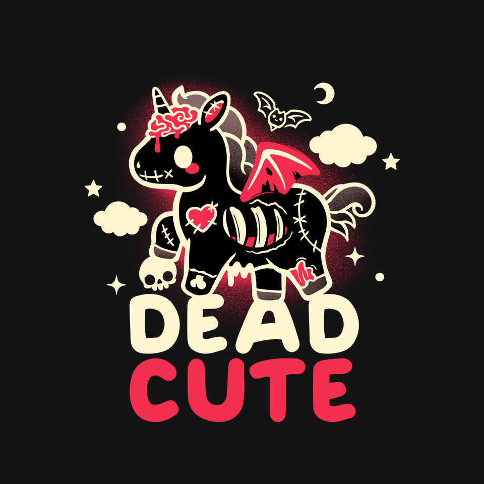 Dead Cute Unicorn – Fantasy Graphic T-Shirt design artwork for black graphic T-shirt