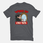 Vampire Meme – Halloween Graphic T-Shirt in charcoal, flat-lay product view