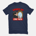Vampire Meme – Halloween Graphic T-Shirt in navy, flat-lay product view
