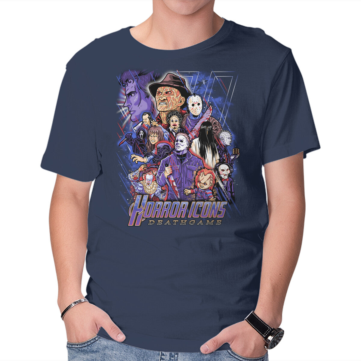 Deathgame – Halloween Graphic T-Shirt in navy, product display