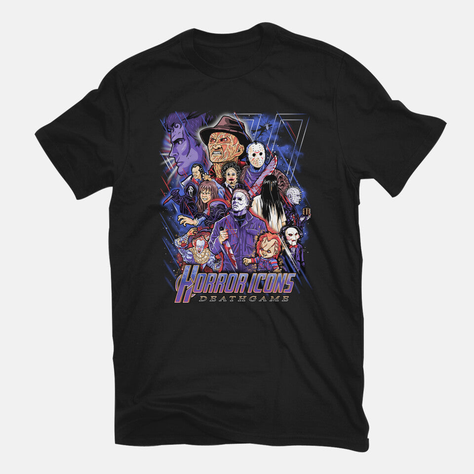 Deathgame – Halloween Graphic T-Shirt in black, flat-lay product view