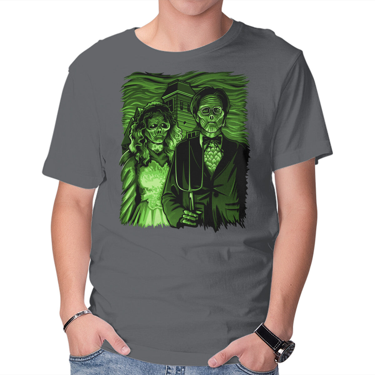 Netherworld Gothic – Halloween Graphic T-Shirt in charcoal, product display