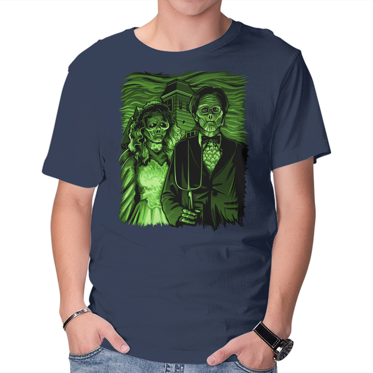 Netherworld Gothic – Halloween Graphic T-Shirt in navy, product display