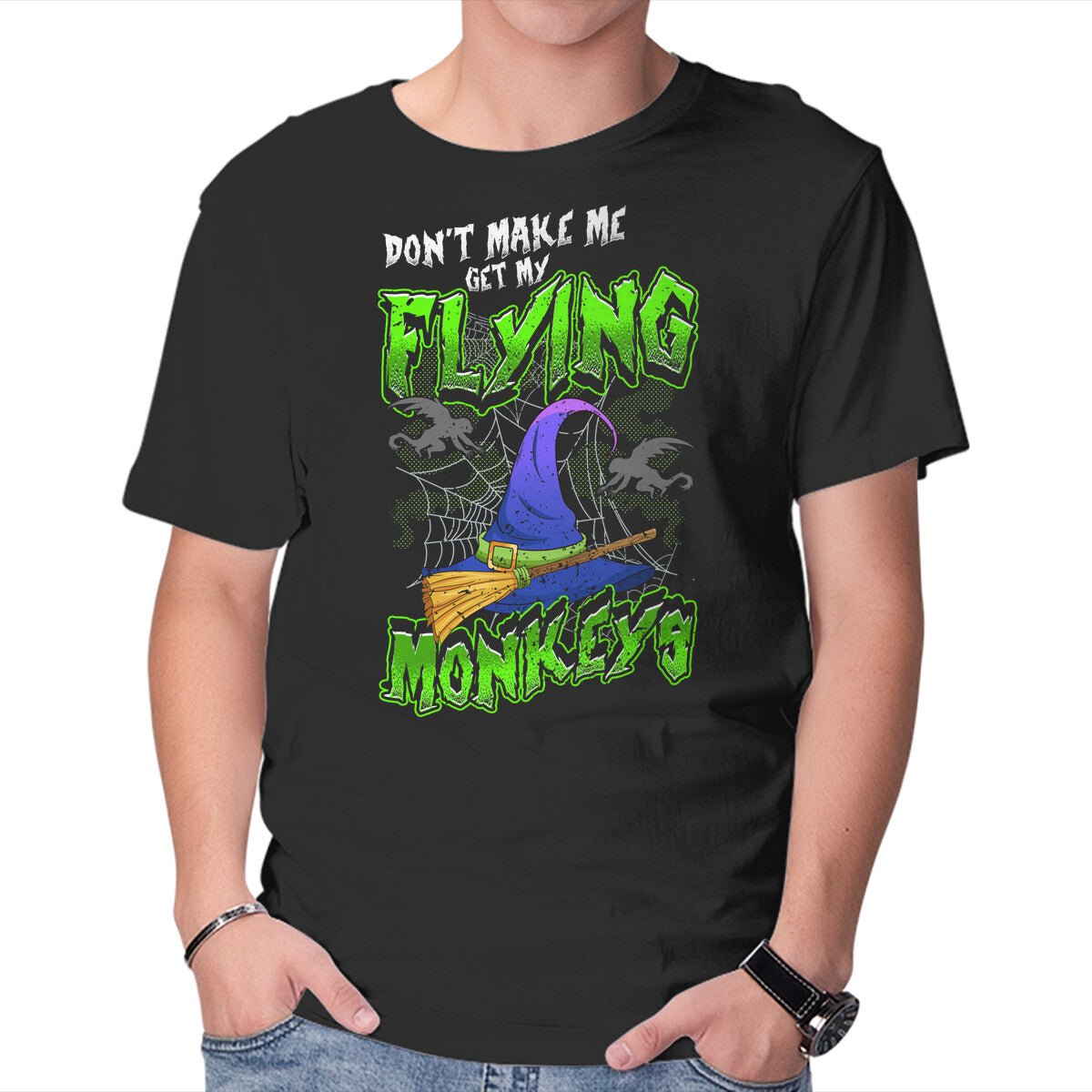 My Flying Monkeys – Halloween Graphic T-Shirt in black, product display