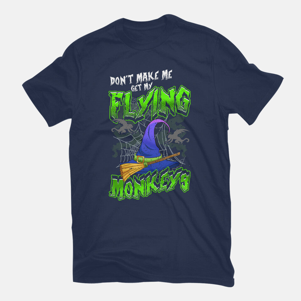 My Flying Monkeys – Halloween Graphic T-Shirt in navy, flat-lay product view