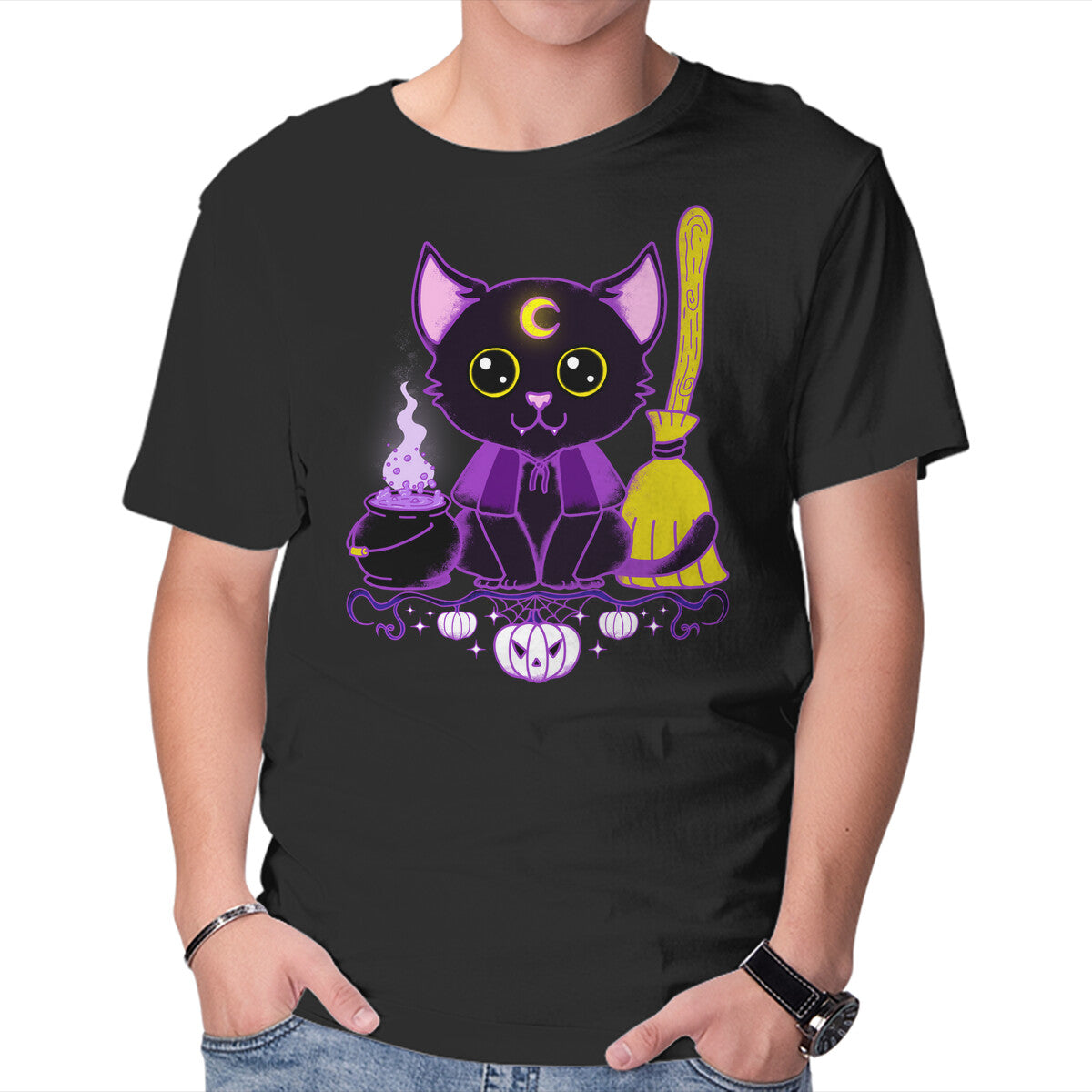 Purr Evil Evil Cat – Cat Graphic T-Shirt in black, product display