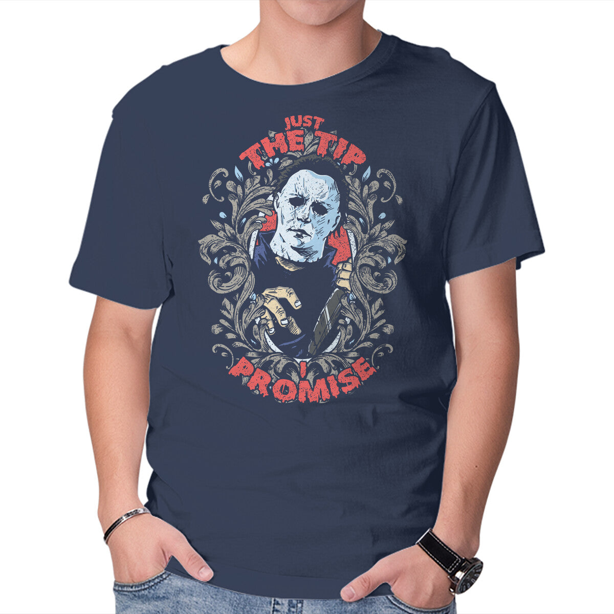 Just The Tip – Halloween Graphic T-Shirt in navy, product display