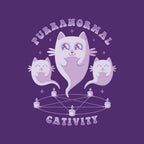 Purranormal Cativity – Cat Graphic T-Shirt design artwork for purple graphic T-shirt