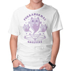 Purranormal Cativity – Cat Graphic T-Shirt in white, product display