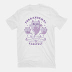 Purranormal Cativity – Cat Graphic T-Shirt in white, flat-lay product view