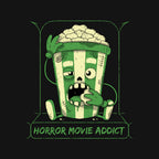 Horror Movie Addict – Halloween Graphic T-Shirt design artwork for black graphic T-shirt