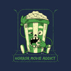 Horror Movie Addict – Halloween Graphic T-Shirt design artwork for navy graphic T-shirt