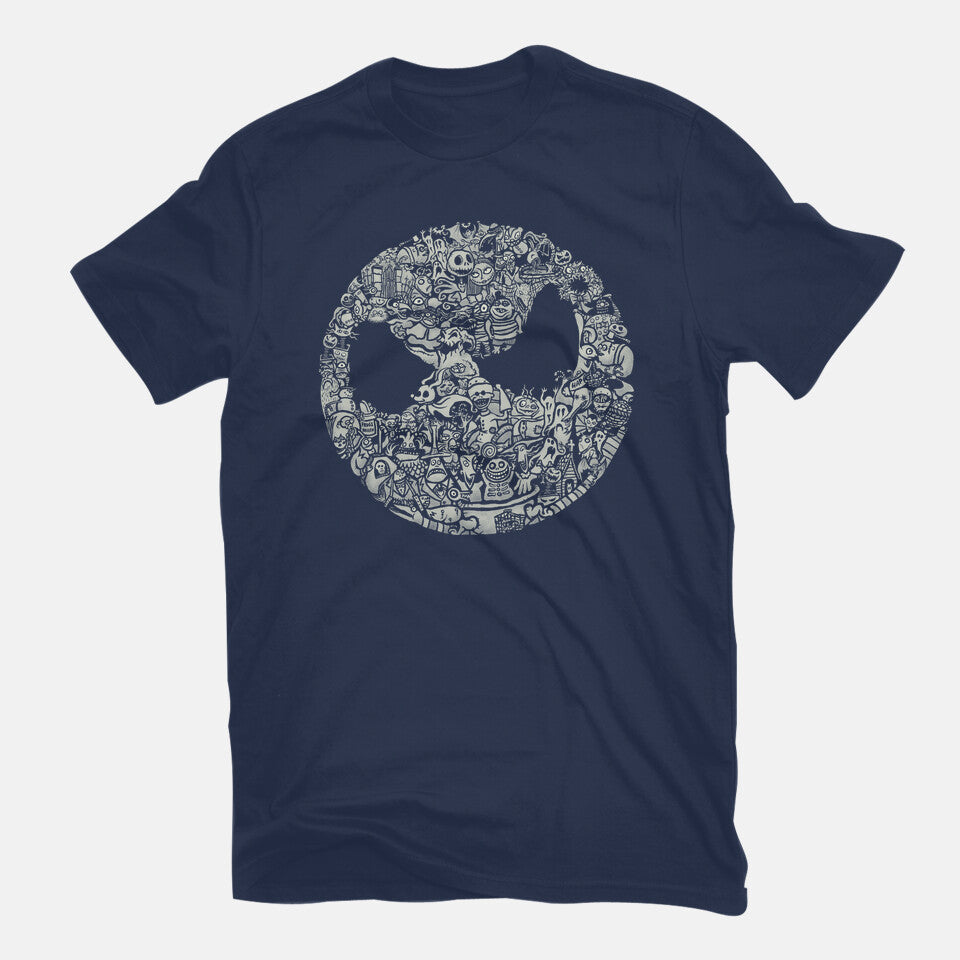 A Most Horrible Circle – Halloween Graphic T-Shirt in navy, flat-lay product view