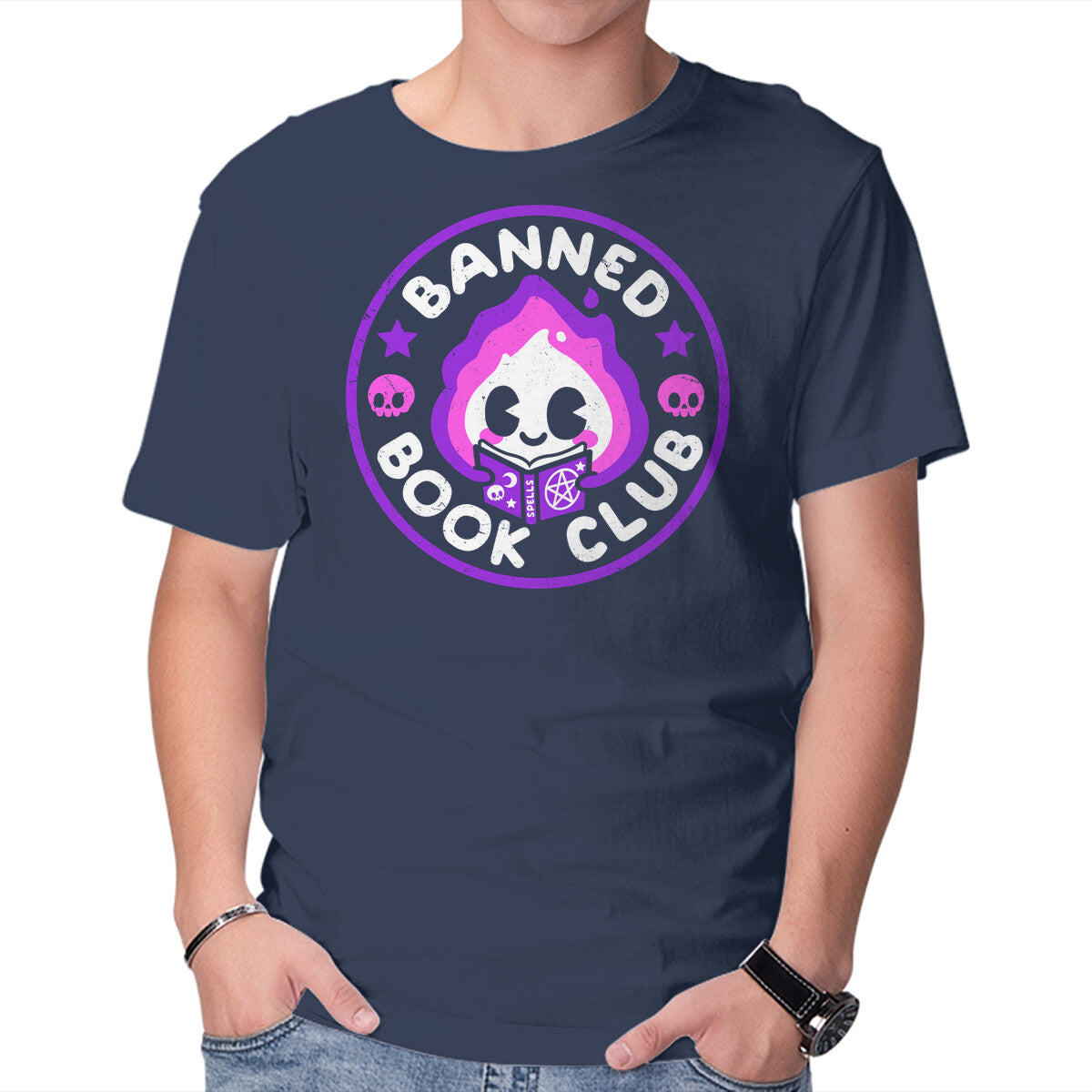 Banned Book Club – Halloween Graphic T-Shirt in navy, product display