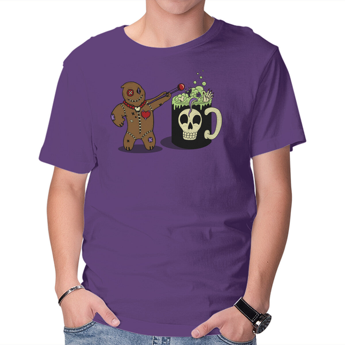 Voodoo Brew – Halloween Graphic T-Shirt in purple, product display