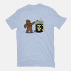 Voodoo Brew – Halloween Graphic T-Shirt in blue, flat-lay product view