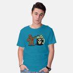 Model wearing turquoise Voodoo Brew – Halloween Graphic T-Shirt