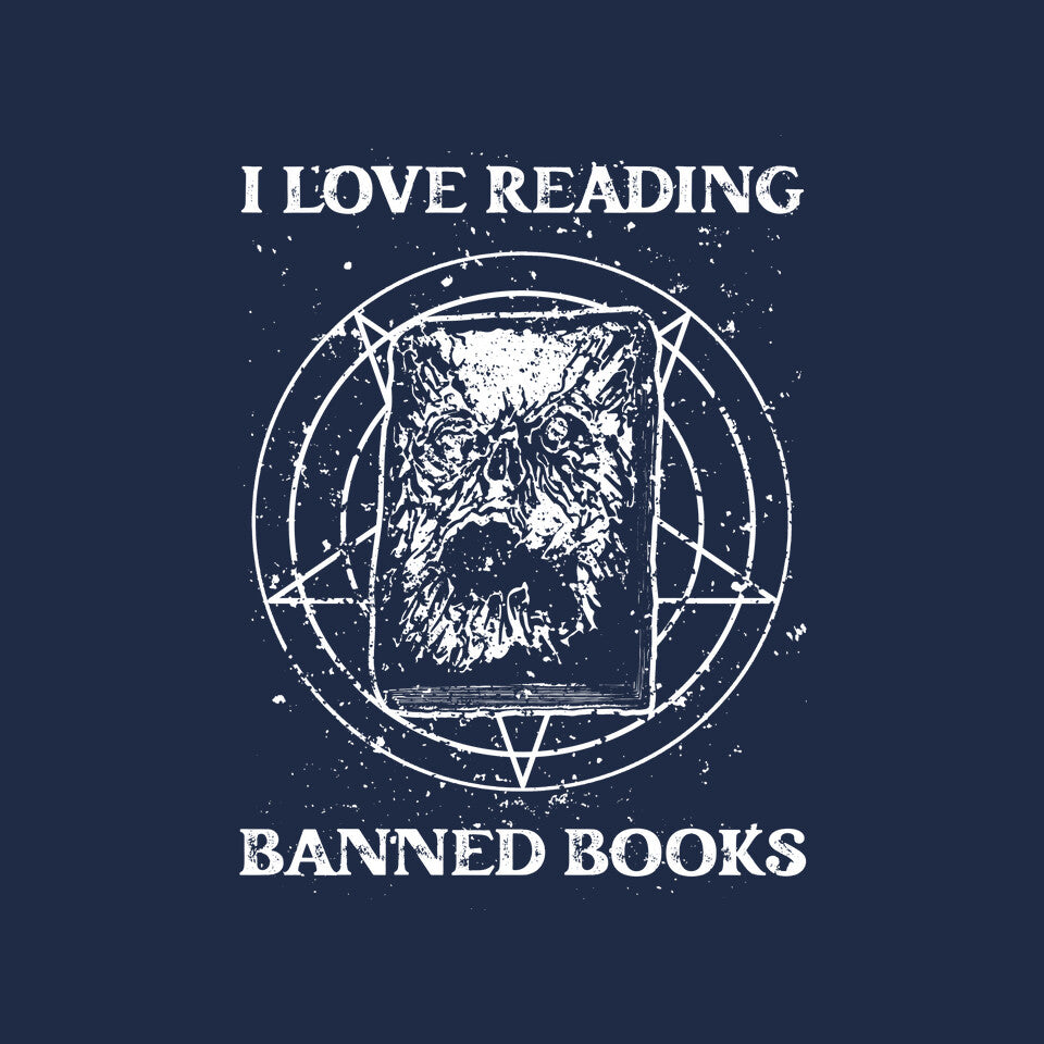 Evil Reader – Halloween Graphic T-Shirt design artwork for navy graphic T-shirt