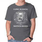 Evil Reader – Halloween Graphic T-Shirt in charcoal, product display