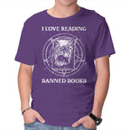 Evil Reader – Halloween Graphic T-Shirt in purple, product display