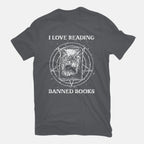 Evil Reader – Halloween Graphic T-Shirt in charcoal, flat-lay product view