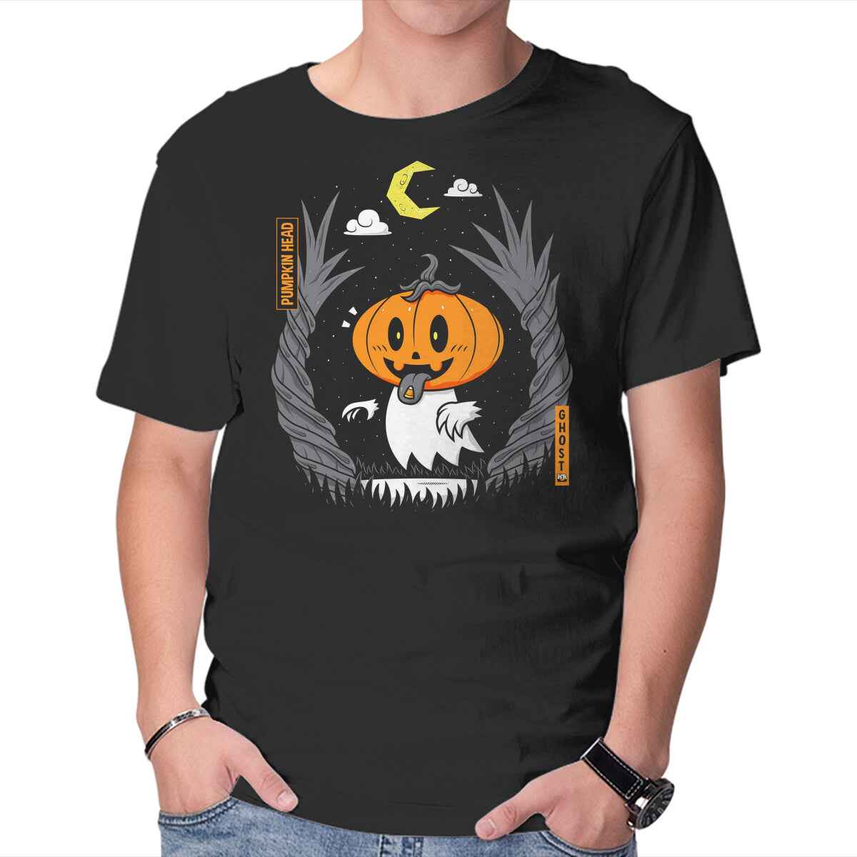 Pumpkin Head Ghost – Halloween Graphic T-Shirt