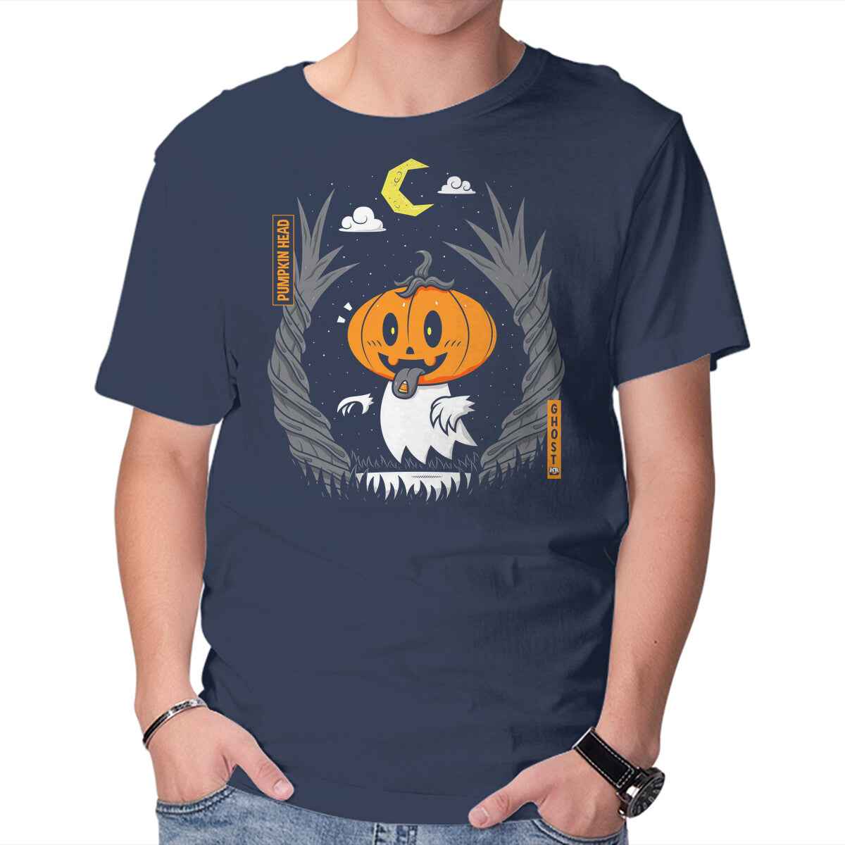 Pumpkin Head Ghost – Halloween Graphic T-Shirt