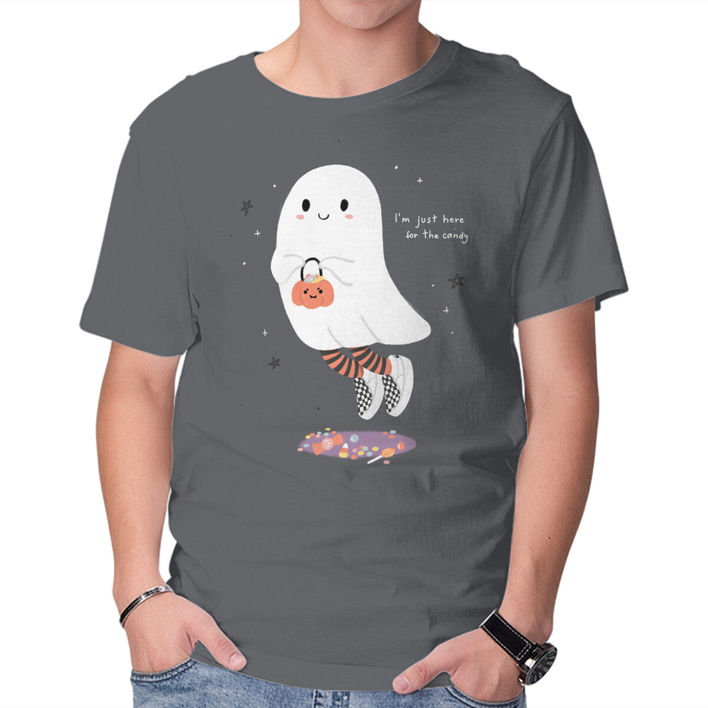 Candy Ghost – Halloween Graphic T-Shirt in charcoal, product display
