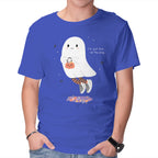 Candy Ghost – Halloween Graphic T-Shirt in royal blue, product display