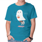 Candy Ghost – Halloween Graphic T-Shirt in turquoise, product display
