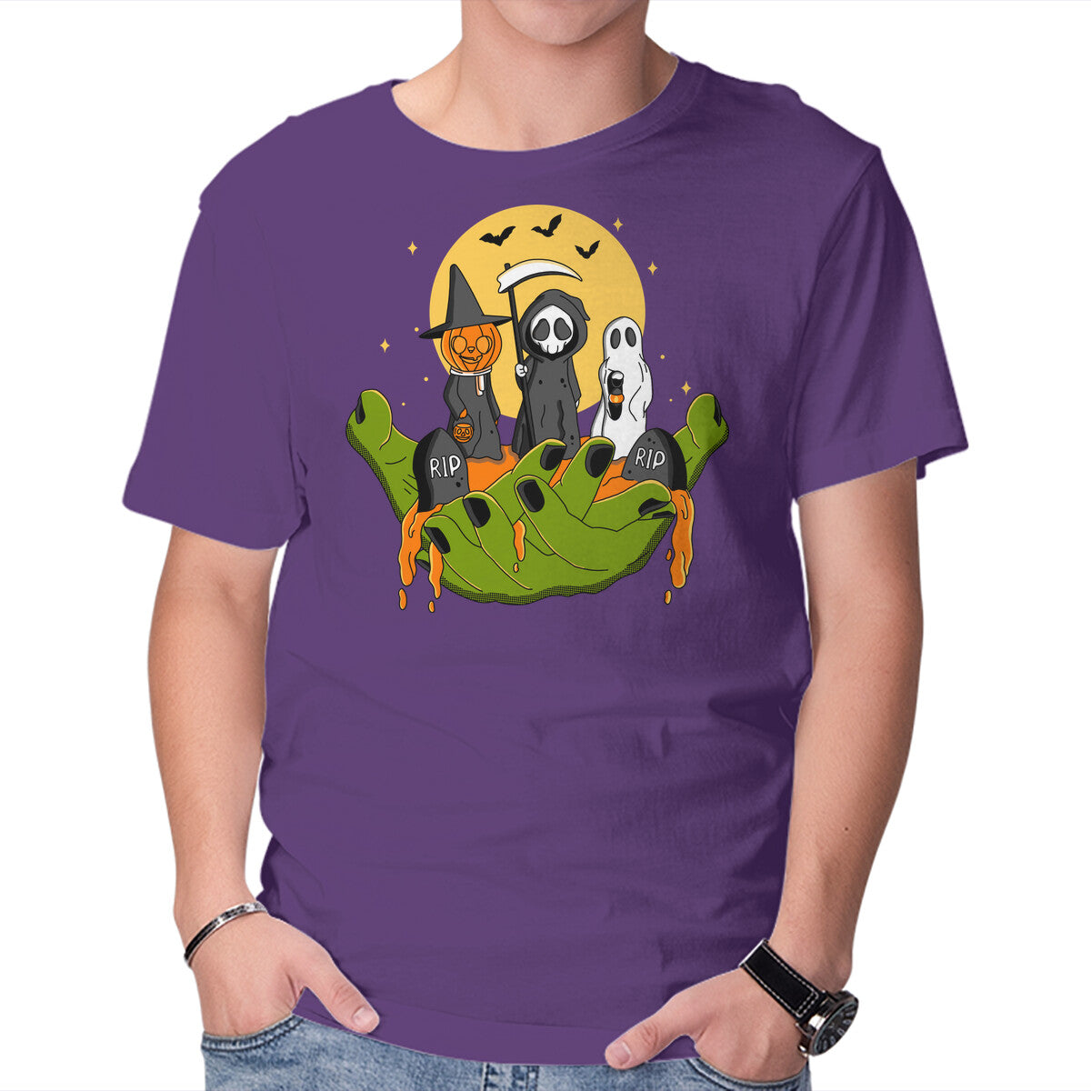 A Piece Of Halloween – Halloween Graphic T-Shirt in purple, product display