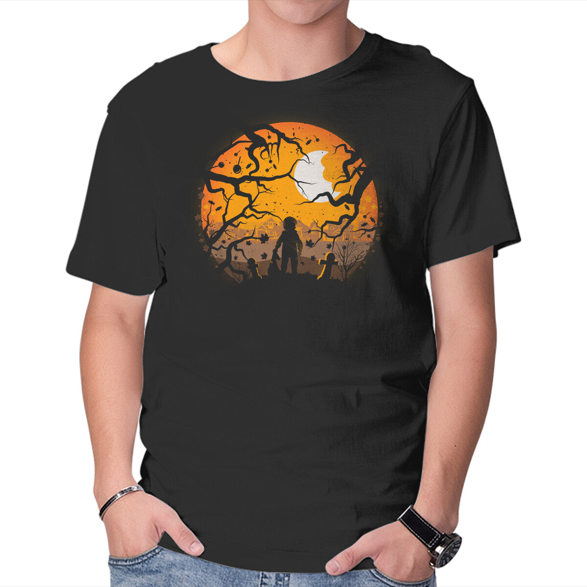 Tricking And Treating – Halloween Graphic T-Shirt in black, product display