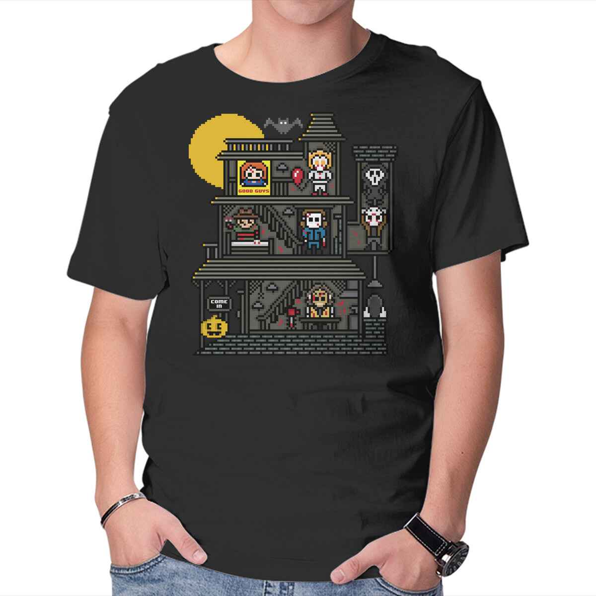 Haunted Pixels – Halloween Graphic T-Shirt