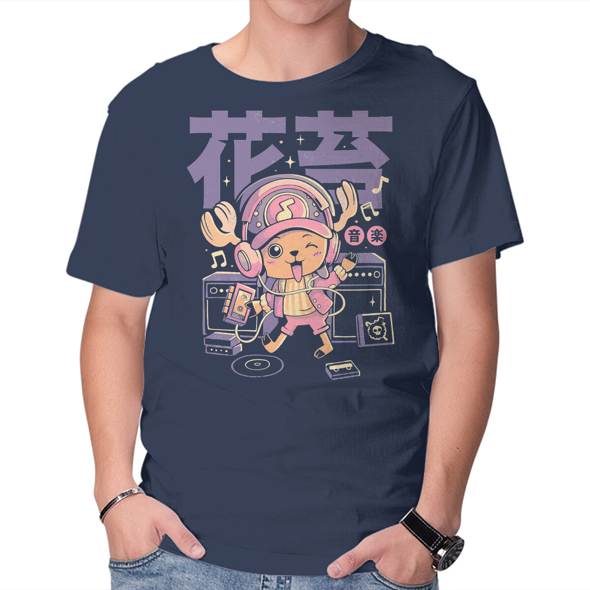 Feel The Wave – Anime Graphic T-Shirt in navy, product display
