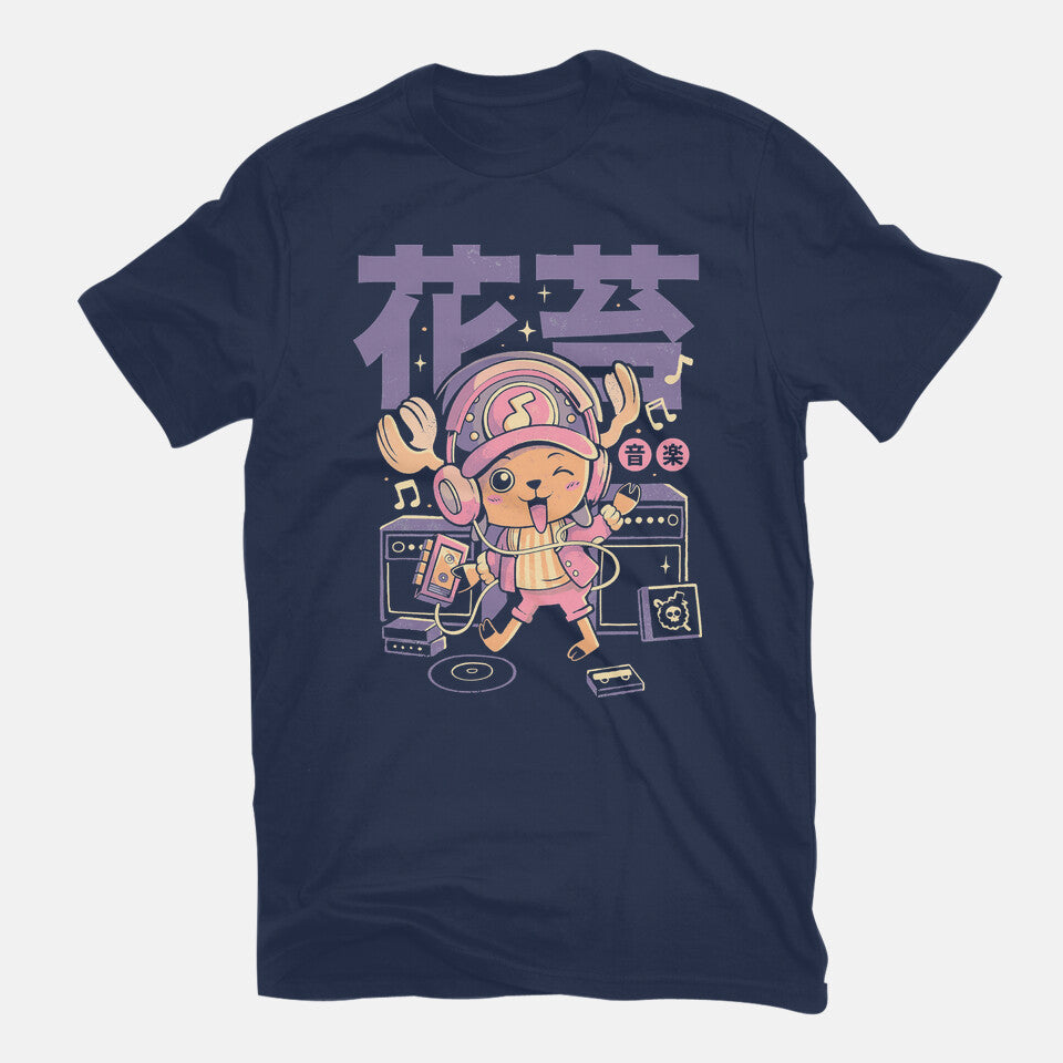 Feel The Wave – Anime Graphic T-Shirt in navy, flat-lay product view