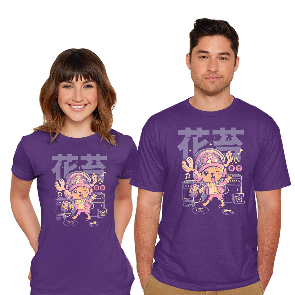 Model wearing purple Feel The Wave – Anime Graphic T-Shirt