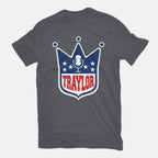 Traylor – Music Graphic T-Shirt in charcoal, flat-lay product view