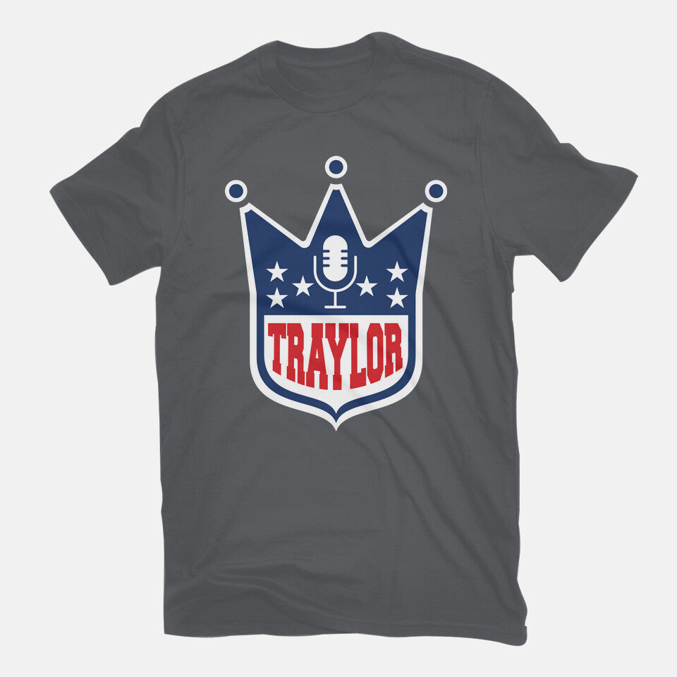 Traylor – Music Graphic T-Shirt in charcoal, flat-lay product view