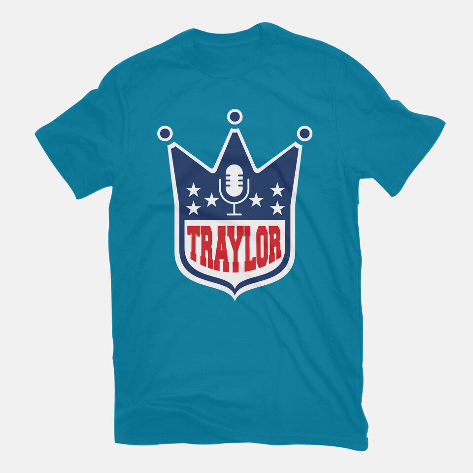 Traylor – Music Graphic T-Shirt in turquoise, flat-lay product view