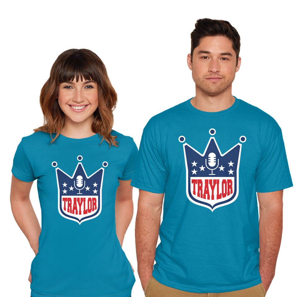 Model wearing turquoise Traylor – Music Graphic T-Shirt